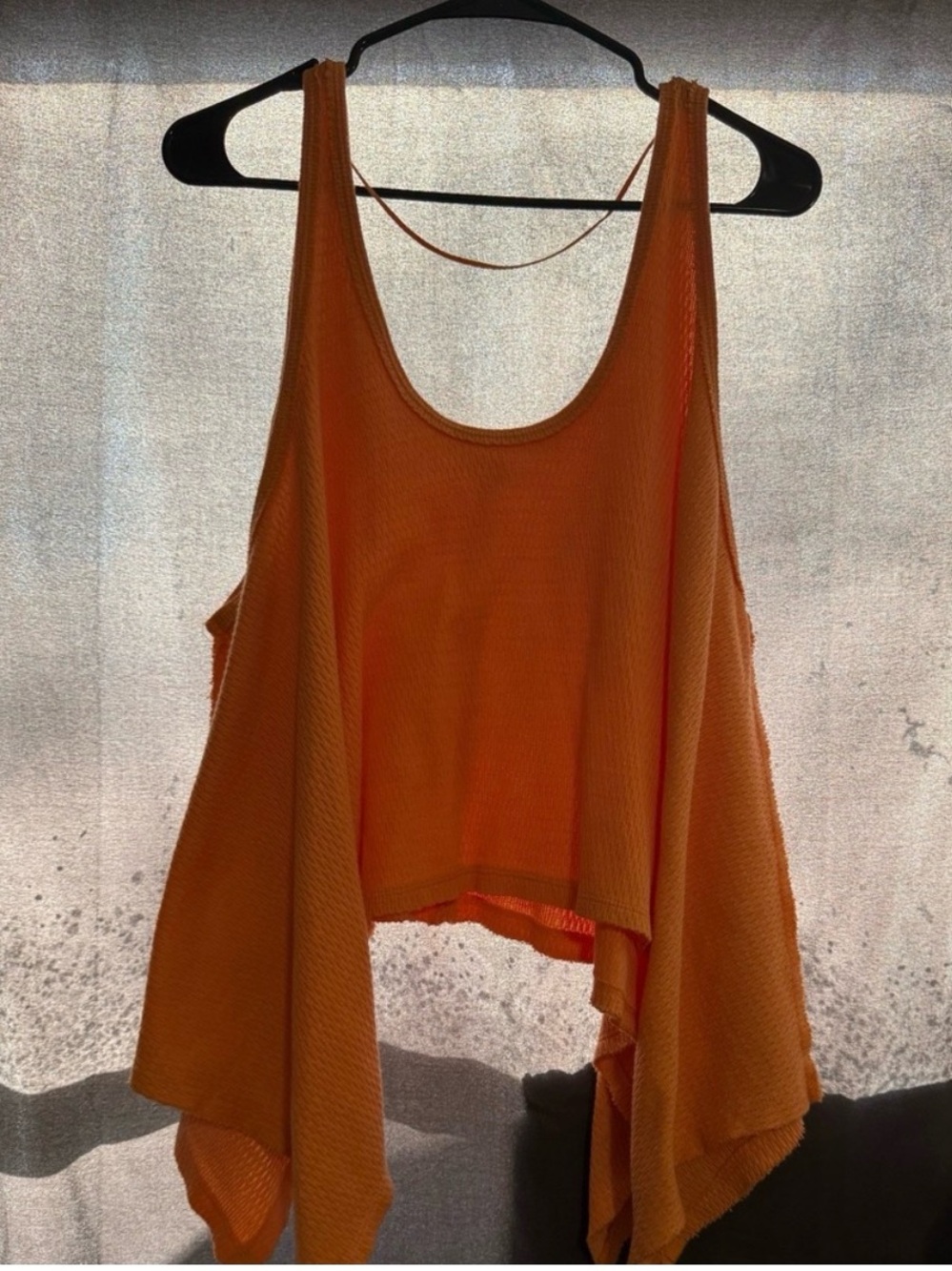 We The Free Draped Orange Tank with Asymmetric Hem
